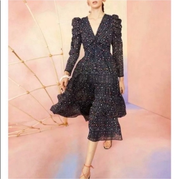 NWT ULLA JOHNSON Miya midi dress Sz 6 - Picture 1 of 7